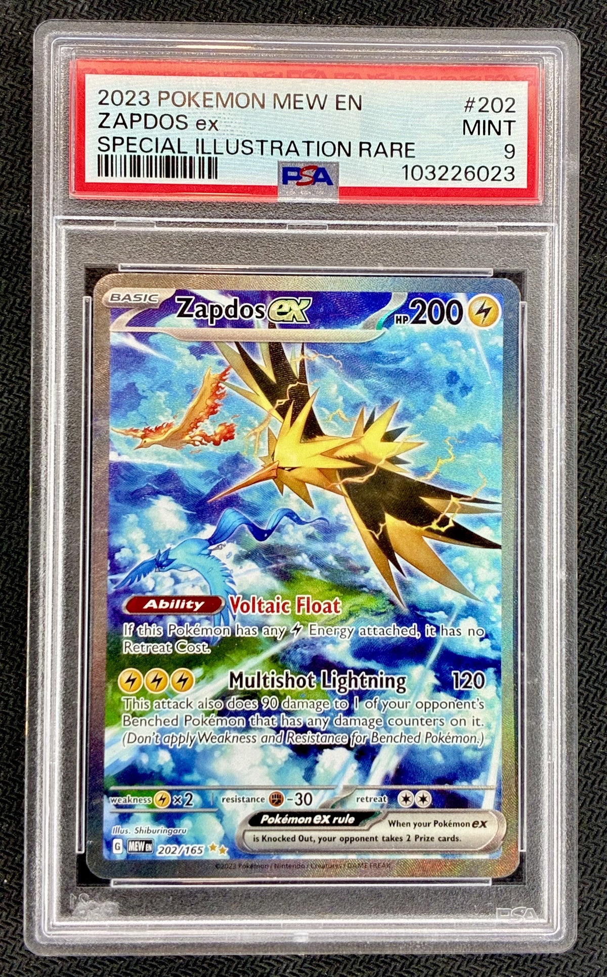 Zapdos ex 202/165 Special Illustration Rare Pokémon 151 PSA 9 Mint