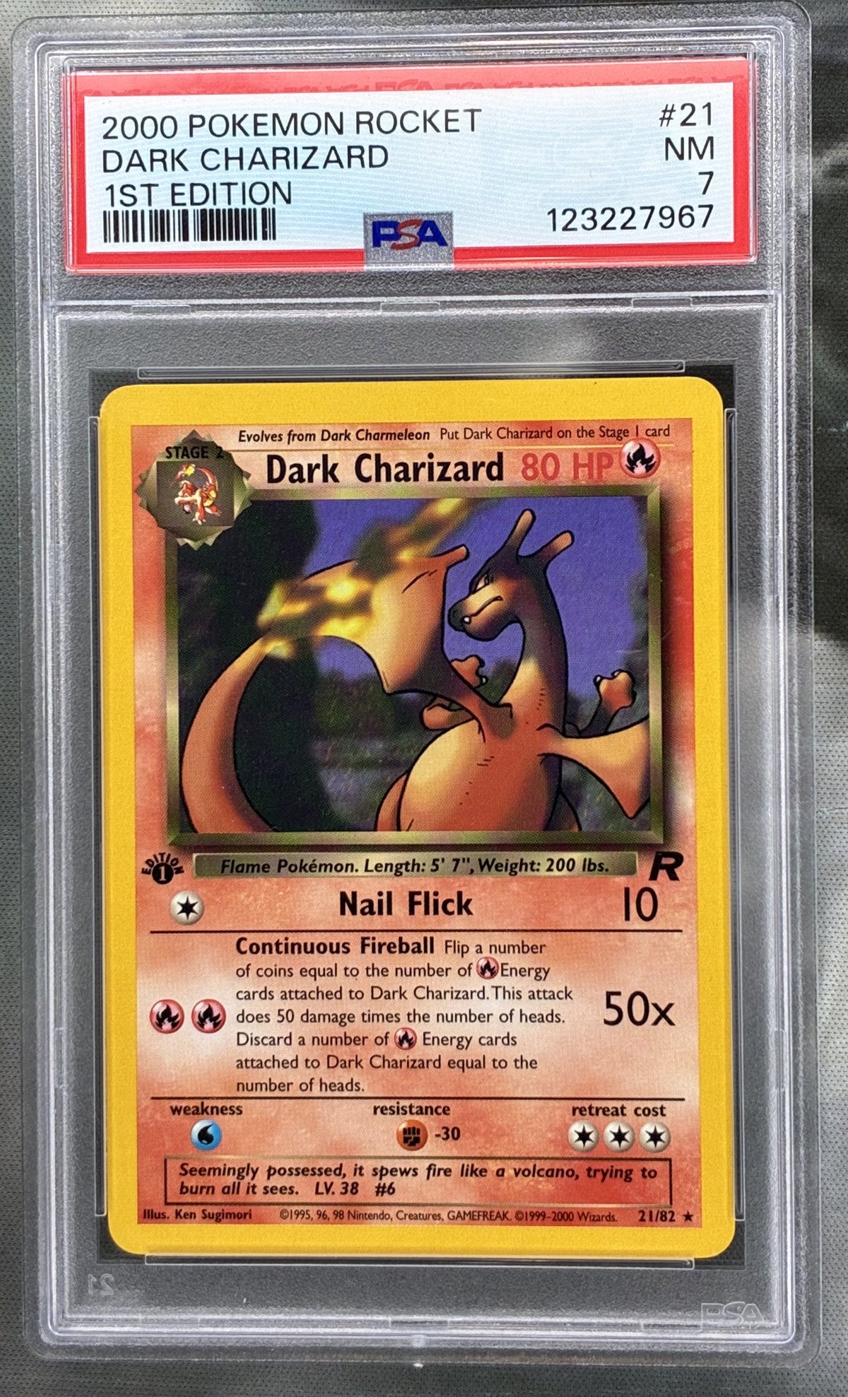 Pokémon Dark Charizard 21/82 Team Rocket 1st Edition Holo PSA 7 Card