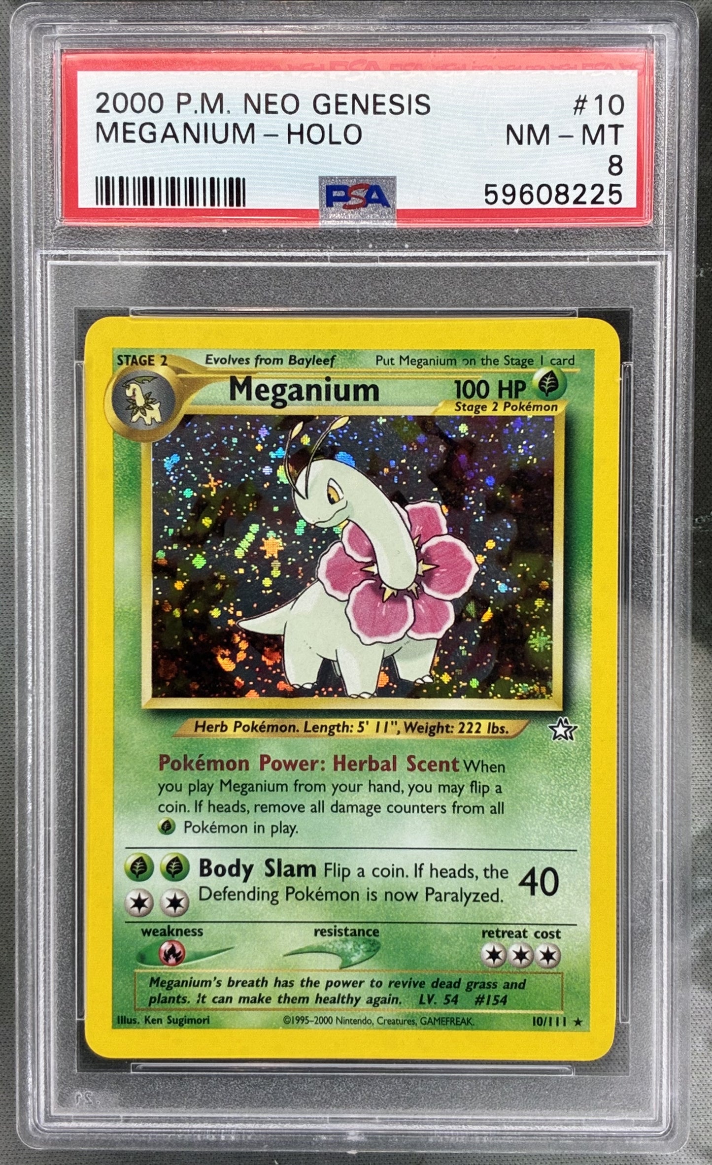 Pokémon Meganium – 10/111 – Neo Genesis Holo (PSA 8)
