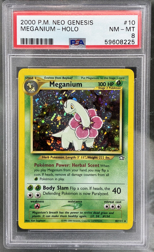Pokémon Meganium – 10/111 – Neo Genesis Holo (PSA 8)