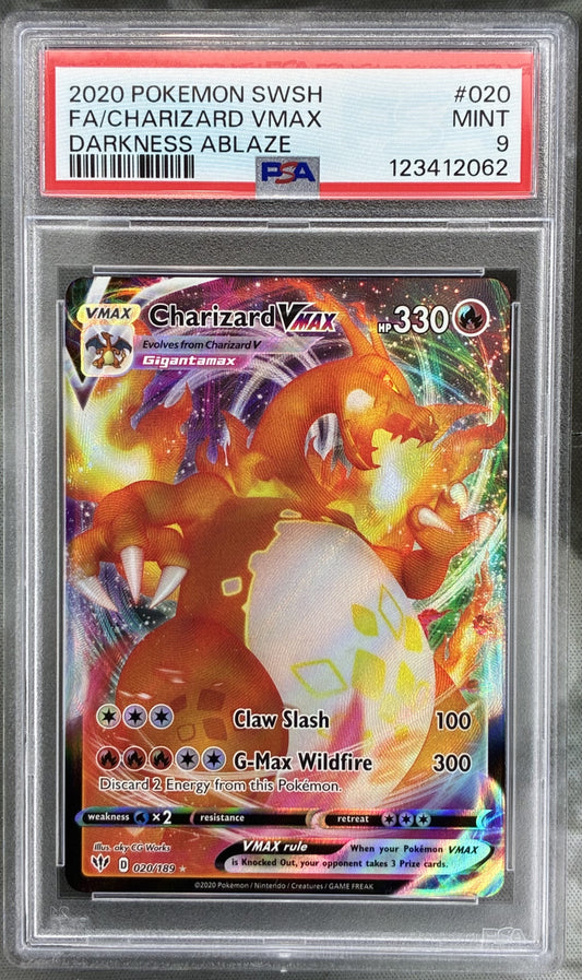 Pokémon Charizard VMAX 020/189 Darkness Ablaze Full Art PSA 9 Card