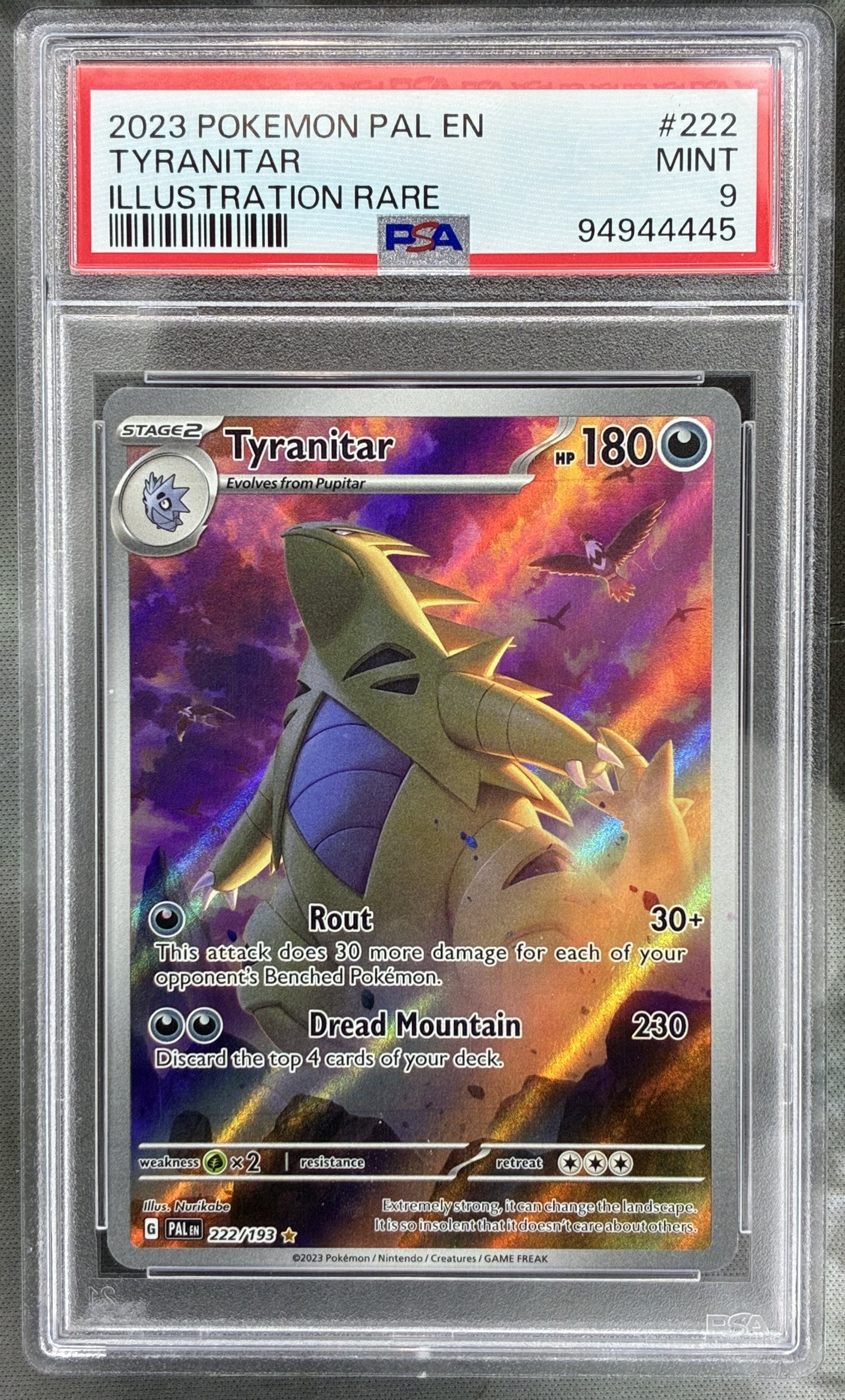 Pokémon Tyranitar 222/193 Paldea Evolved Illustration Rare PSA 9 Card