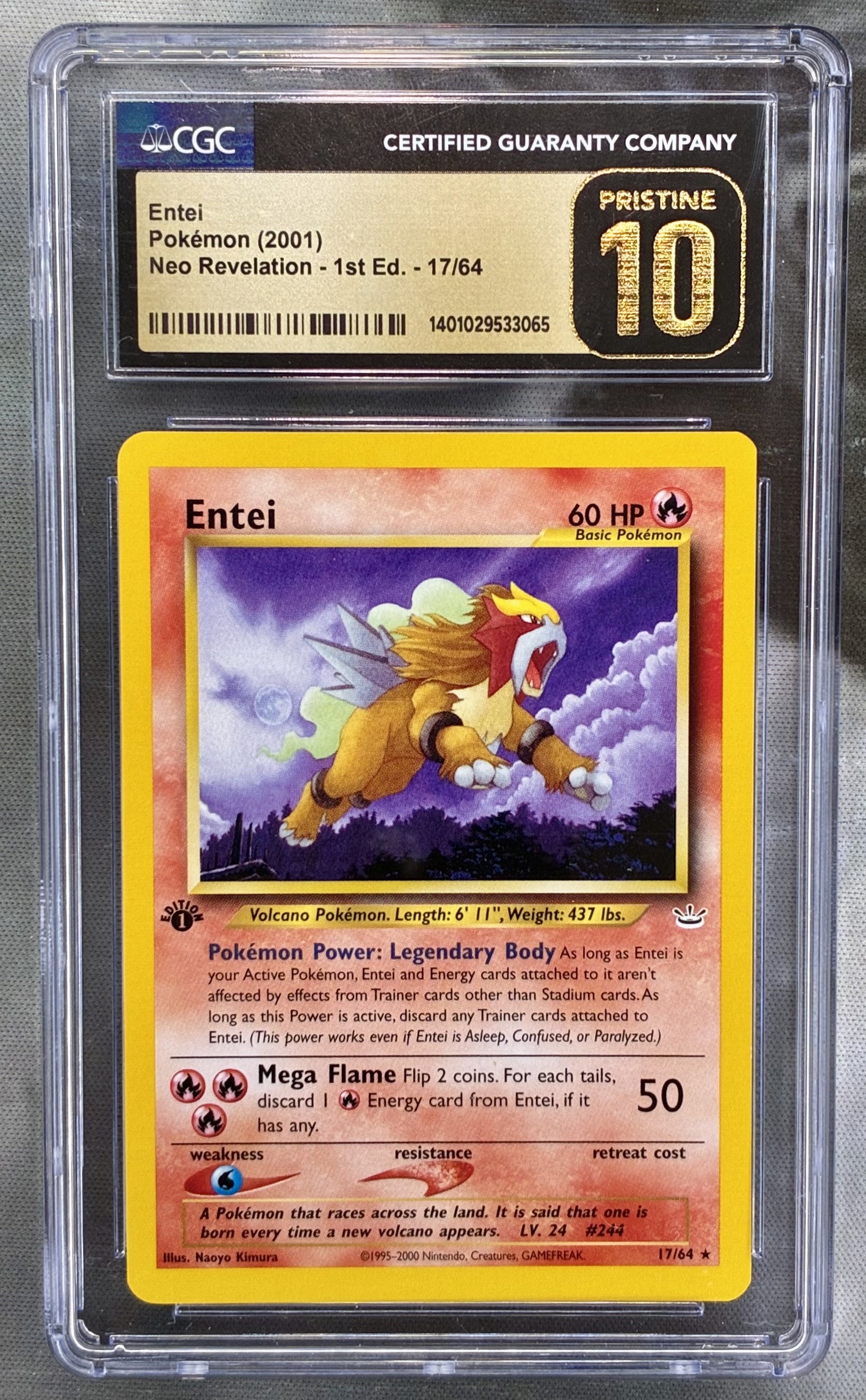 Pokémon Entei 17/64 Neo Revelation 1st Edition Rare Card CGC 10 Pristine Condition