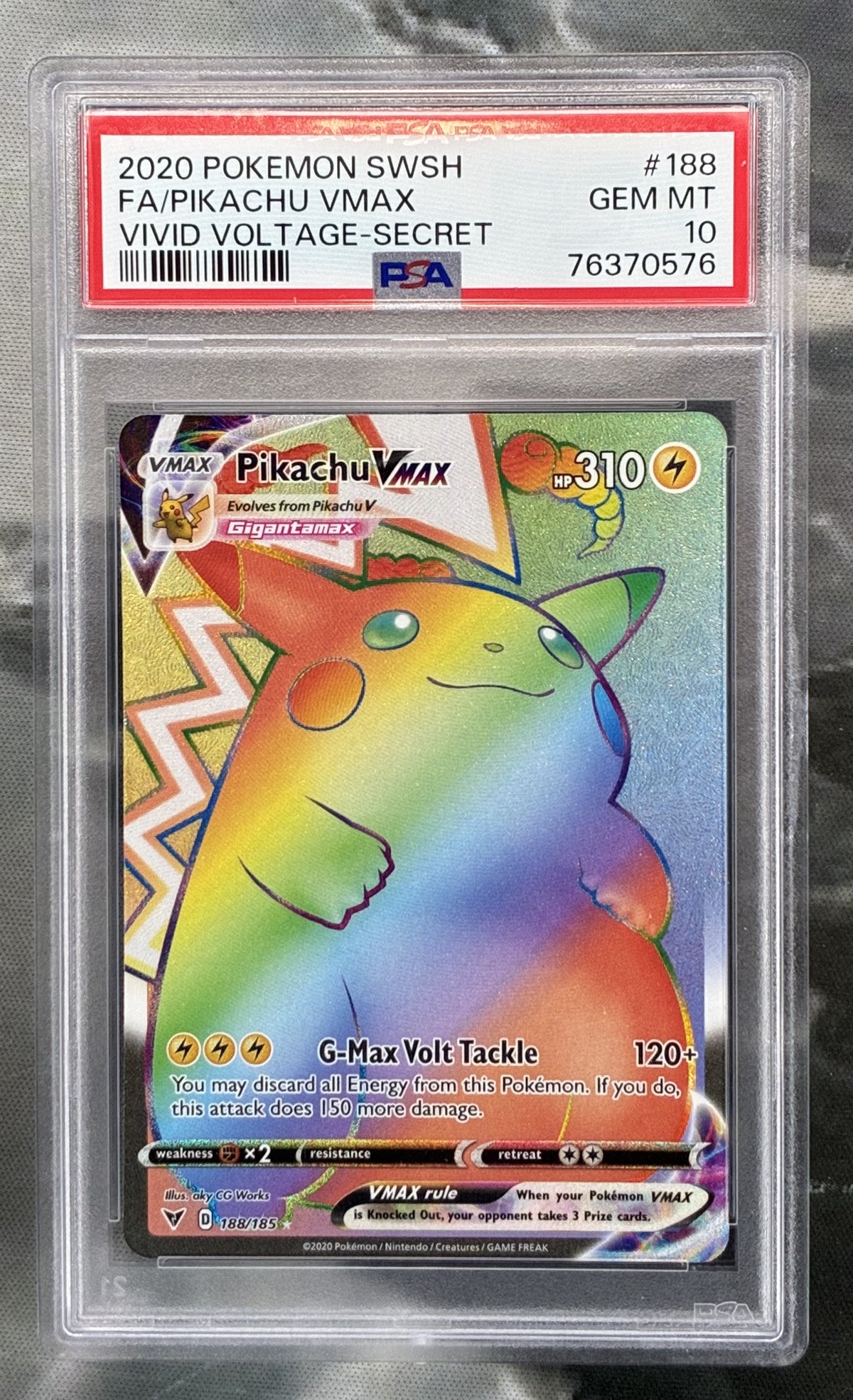 Pikachu VMAX 188/185 Vivid Voltage Rainbow Rare Pokémon Card PSA 10 ...