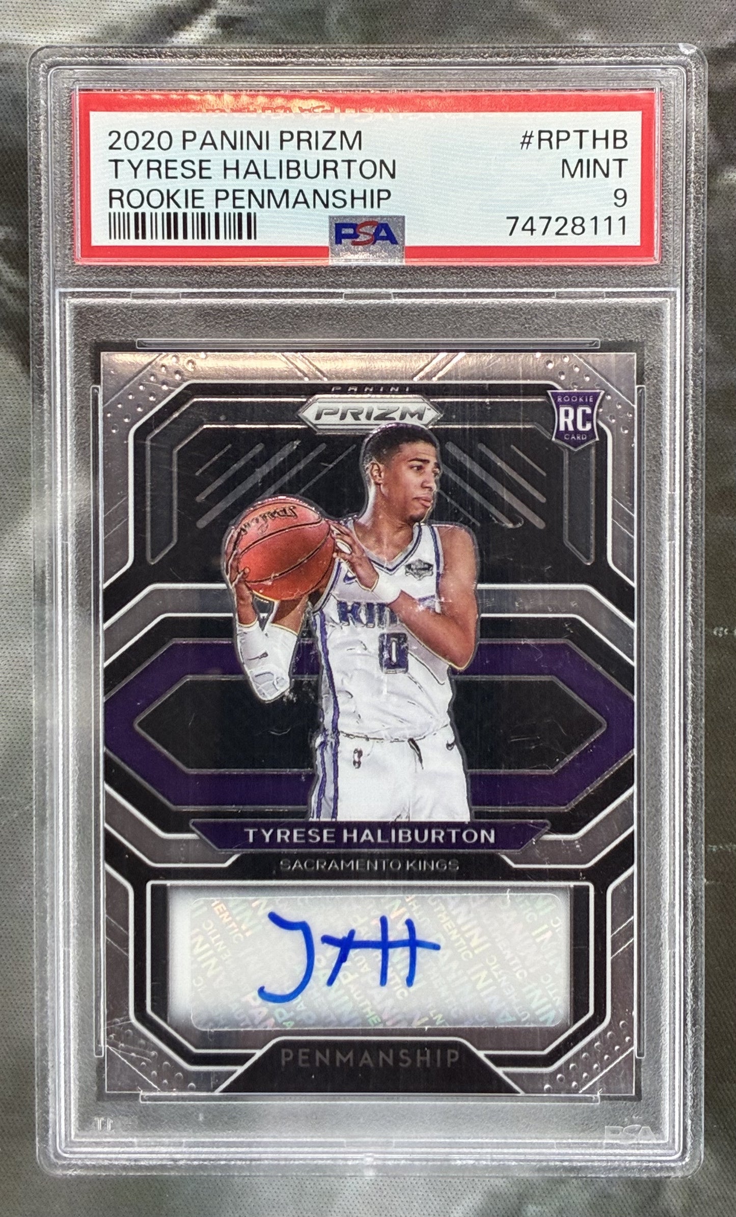 2020 Panini Prizm Tyrese Haliburton RC Penmanship Rookie Auto PSA 9 Card