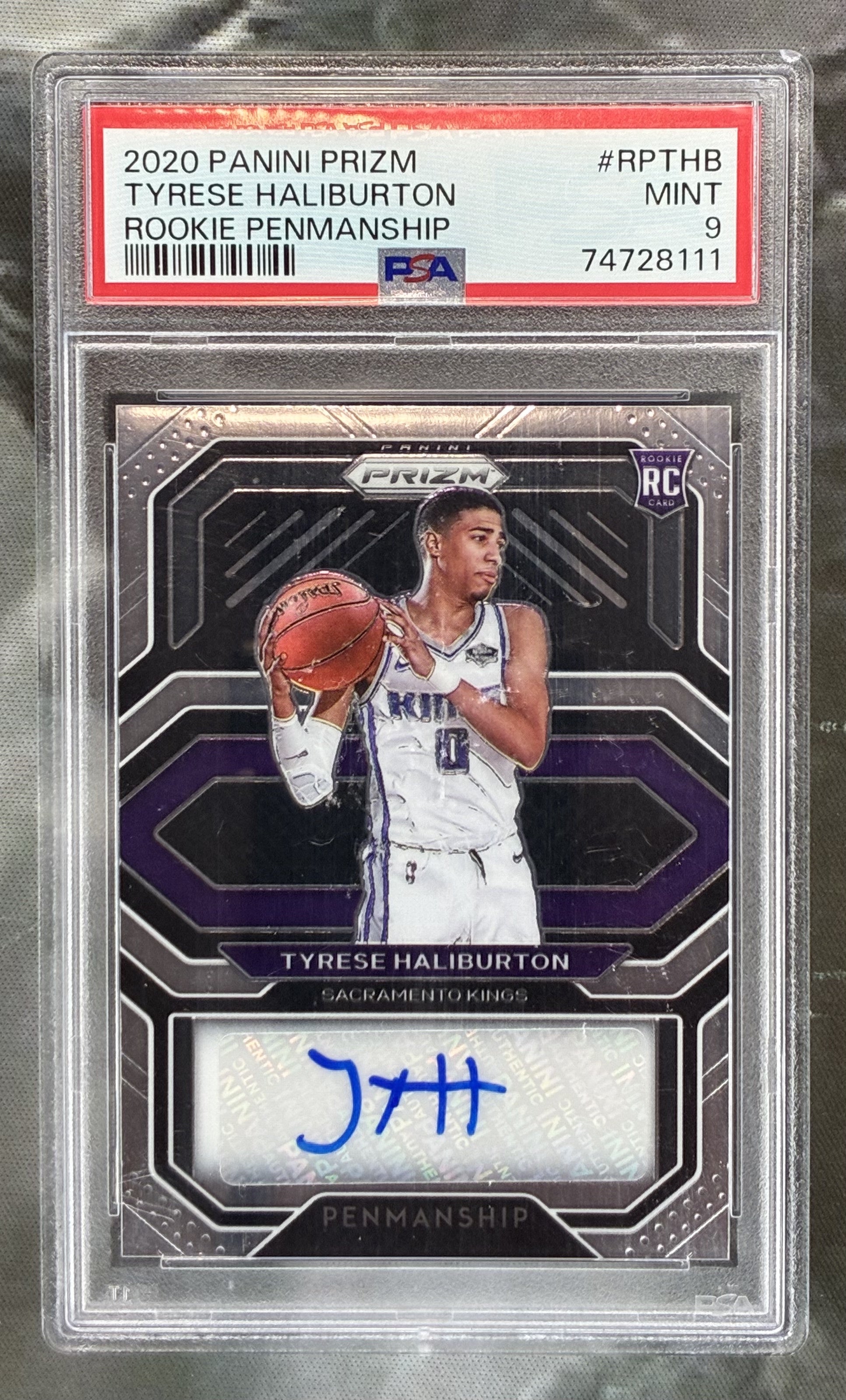 2020 Panini Prizm Tyrese Haliburton RC Penmanship Rookie Auto PSA 9 Card