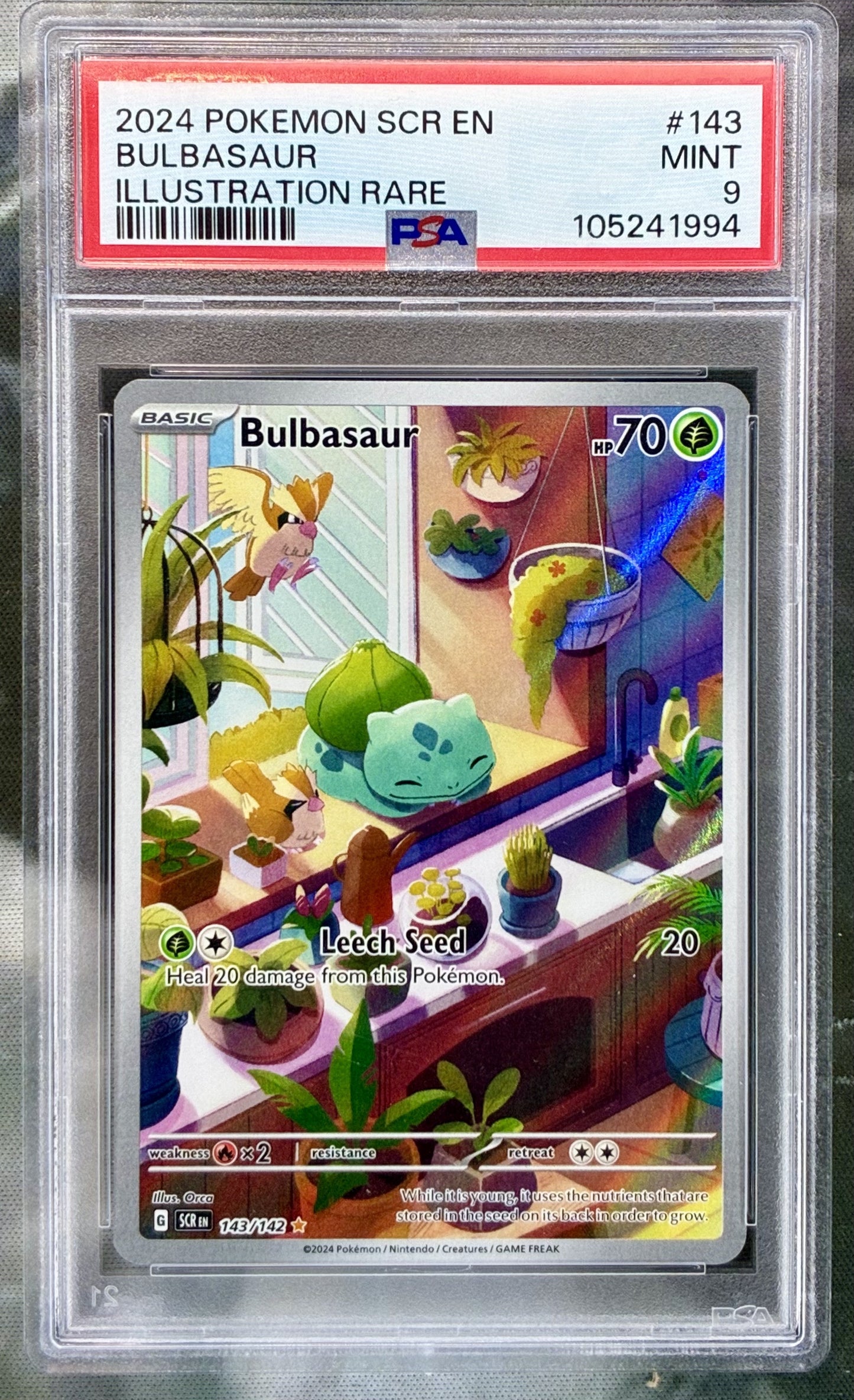 Pokémon Bulbasaur Illustration Rare 143/142 Stellar Crown PSA 9 Mint