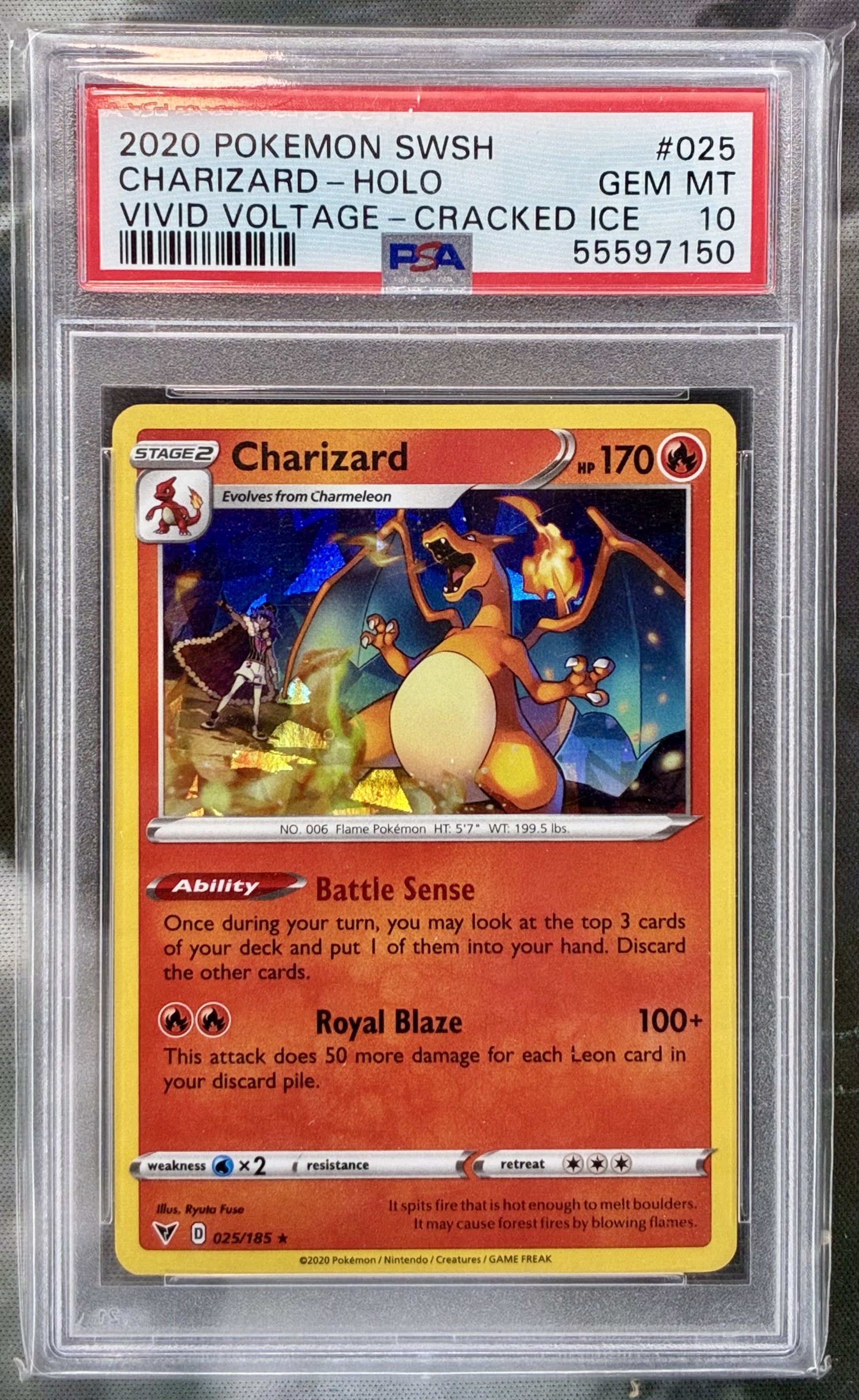 Pokémon Charizard Cracked Ice 025/185 Vivid Voltage PSA 10 Gem Mint