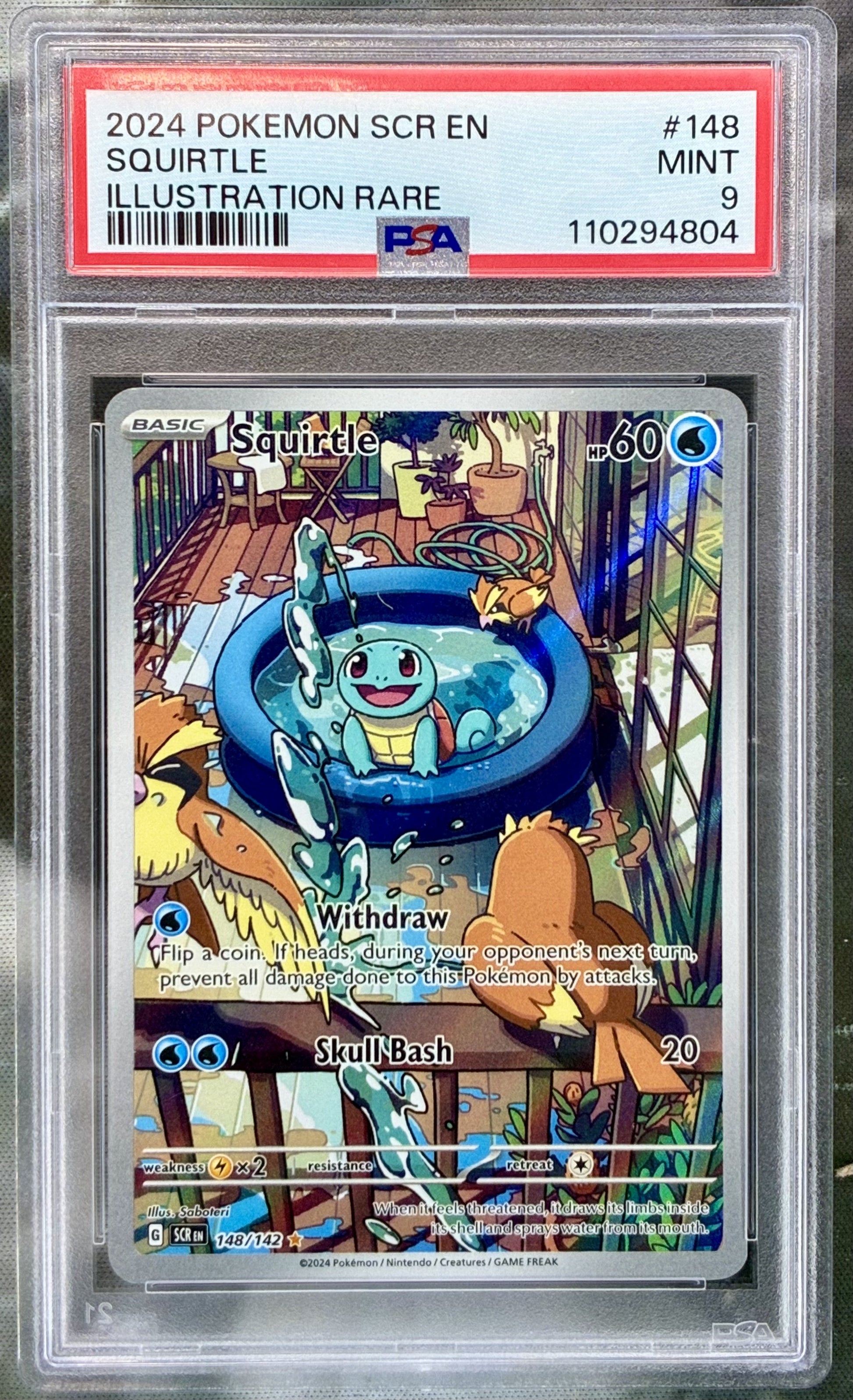 Pokémon Squirtle 148/142 Stellar Crown Illustration Rare PSA 9