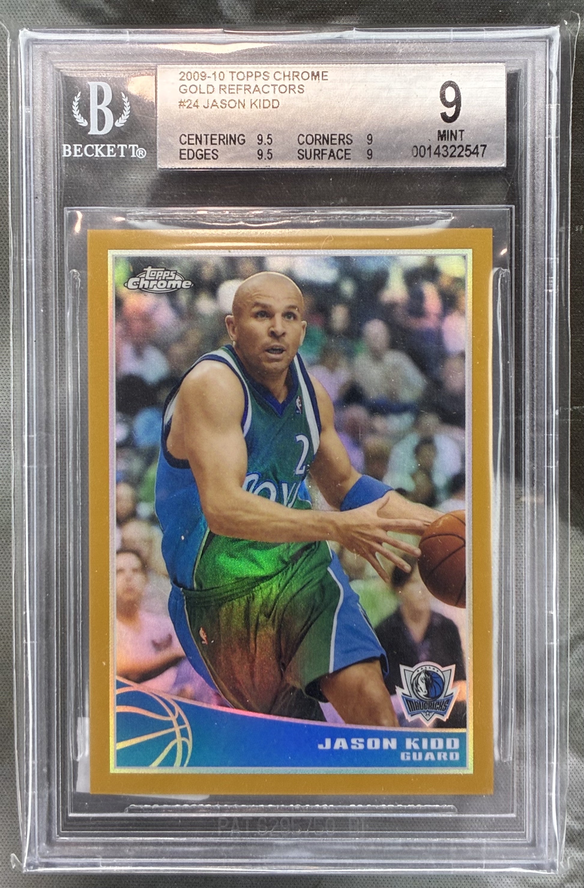 2009–10 Topps Chrome Jason Kidd Gold Refractor /50 BGS 9 Mint Basketball Card