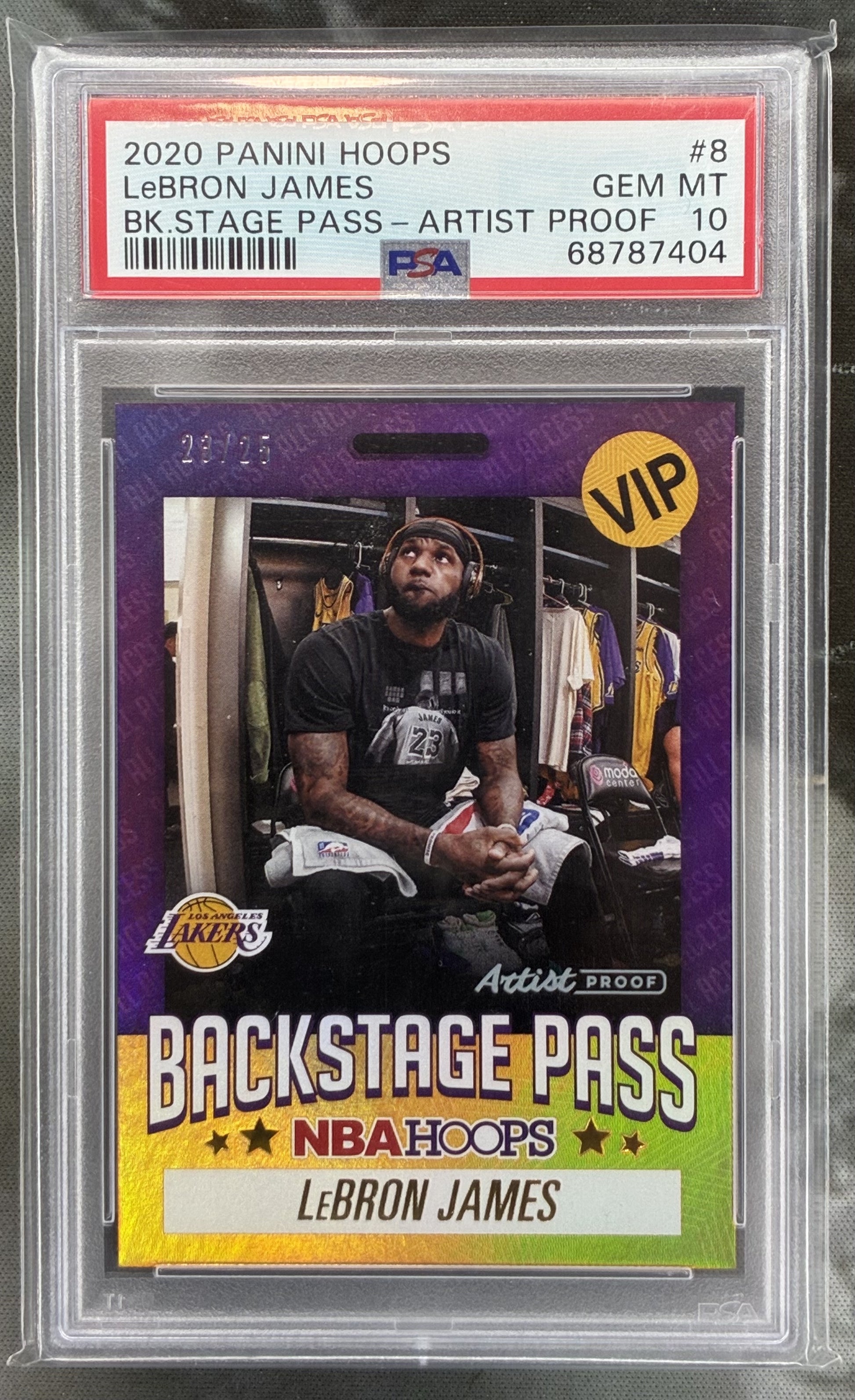 2020–21 Panini Hoops LeBron James Backstage Pass Holo Artist Proof /25 PSA 10