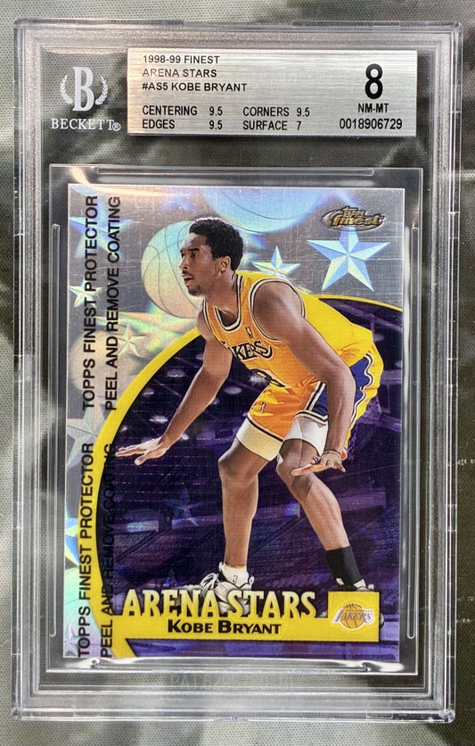 1998–99 Topps Finest Arena Stars Kobe Bryant AS5 With Protector Peel BGS 8