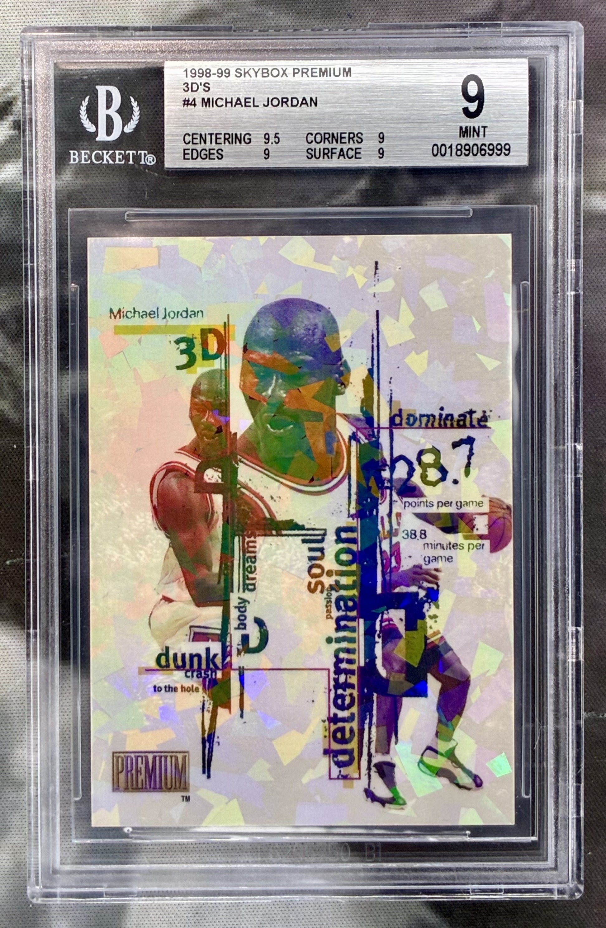 1998 SkyBox Premium 3D’s Michael Jordan #4 BGS 9 Mint Basketball Card