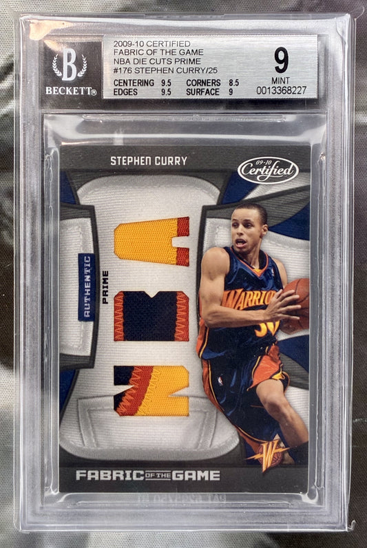 2009 Panini Certified Fabric of the Game Stephen Curry Rookie Patch /25 BGS 9