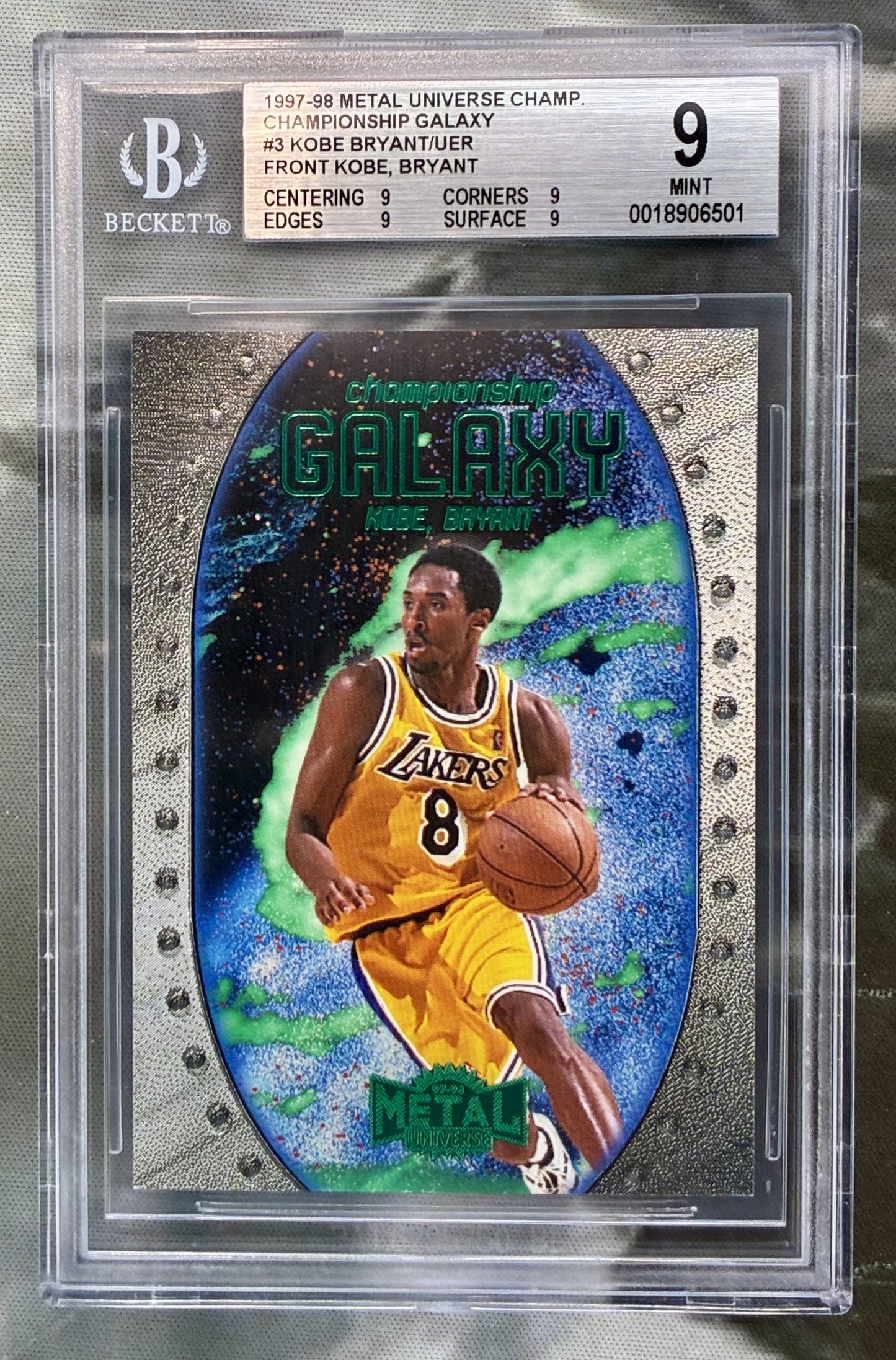 1997 Metal Universe Championship Galaxy #3 Kobe Bryant BGS 9 Mint