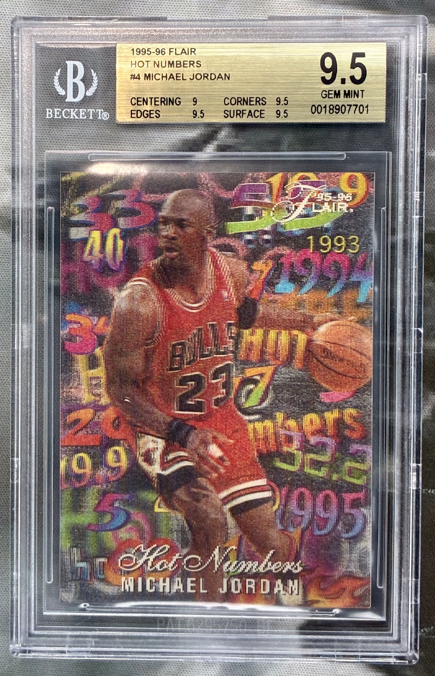 1995–96 Flair Hot Numbers #4 Michael Jordan BGS 9.5 Gem Mint Basketball Card
