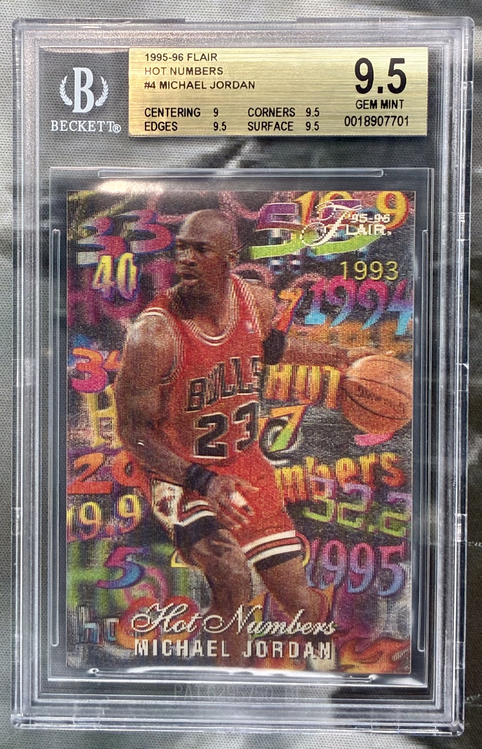 1995–96 Flair Hot Numbers #4 Michael Jordan BGS 9.5 Gem Mint Basketball Card
