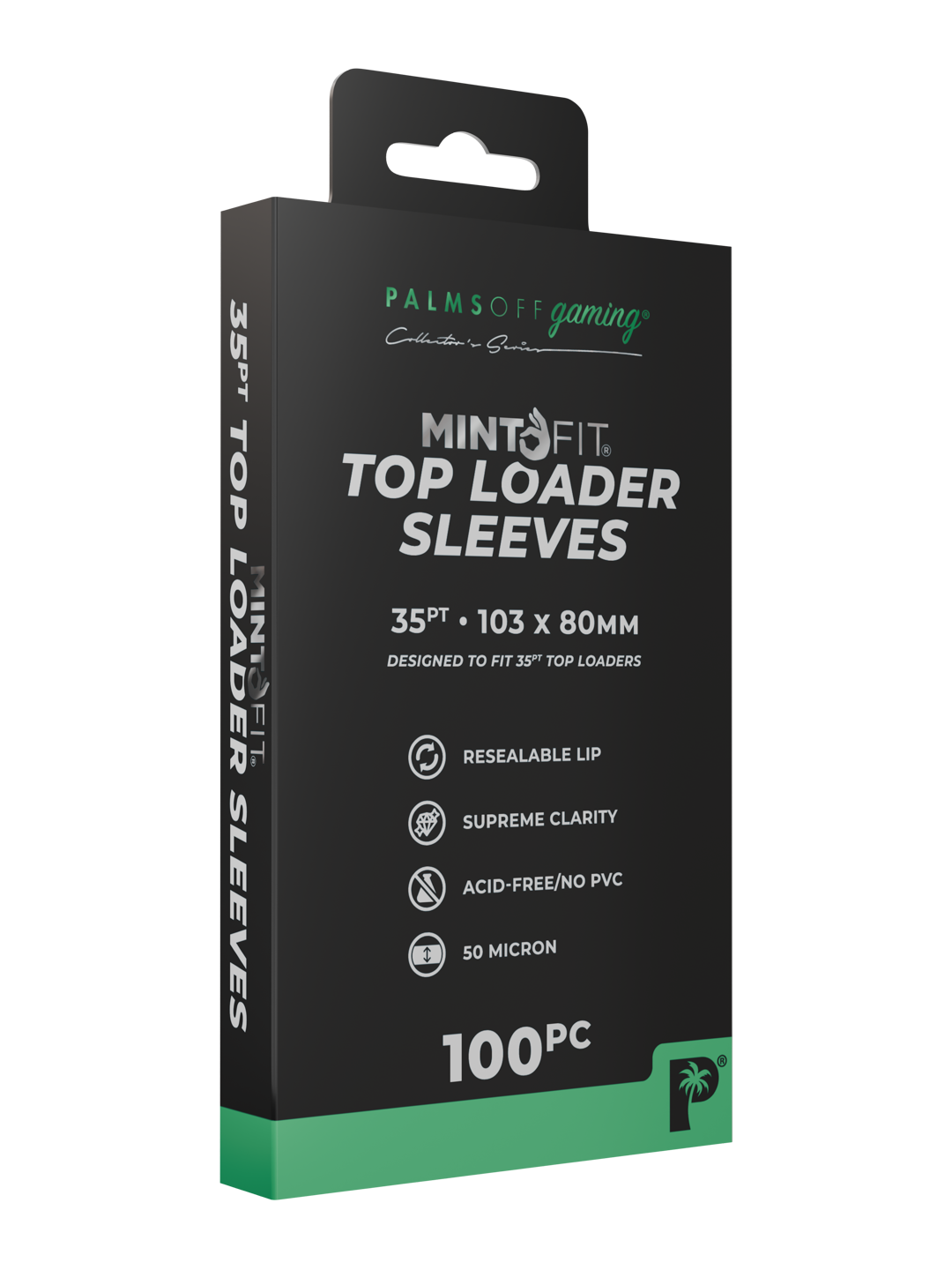 MintFit Top Loader Sleeves 35pt 100 Pack with resealable flap for protecting standard trading card top loaders