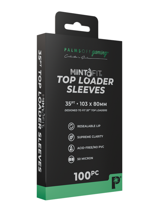 MintFit Top Loader Sleeves 35pt 100 Pack with resealable flap for protecting standard trading card top loaders