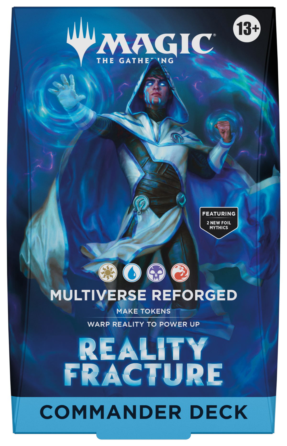 Magic: The Gathering Reality Fracture Multiverse Reforged Commander Pre-Con Deck featuring Jace and a ready-to-play four-colour 100-card Commander deck.