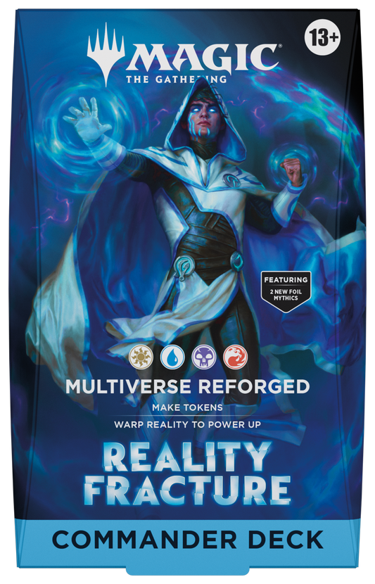 Magic: The Gathering Reality Fracture Multiverse Reforged Commander Pre-Con Deck featuring Jace and a ready-to-play four-colour 100-card Commander deck.
