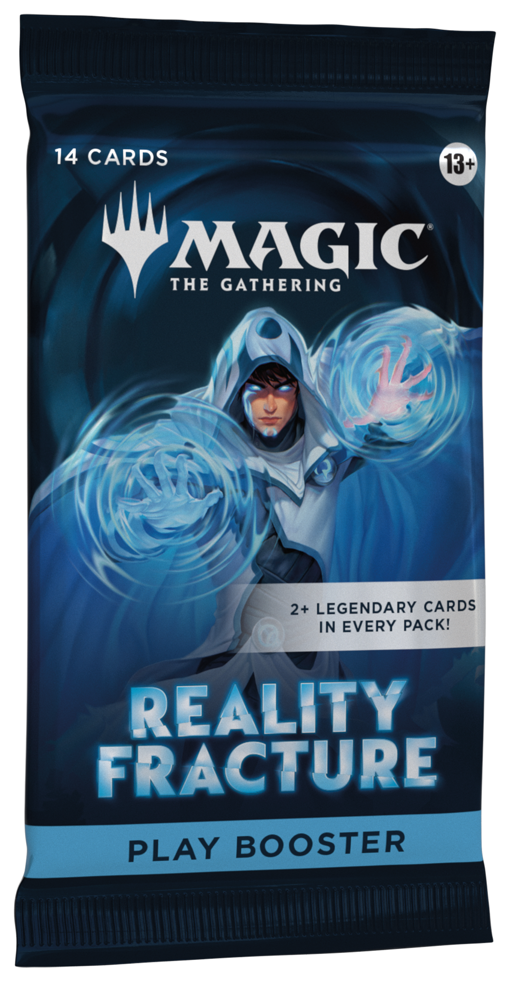 Magic: The Gathering Reality Fracture Play Booster Pack containing 14 MTG cards with Echoed Pairs, Rares, Mythics, Traditional Foils and Special Guests.