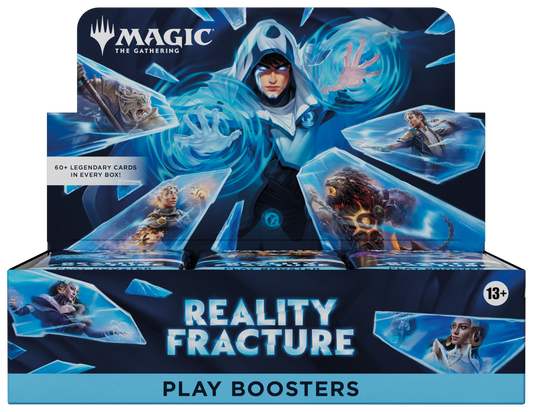 Magic: The Gathering Reality Fracture Play Booster Box containing 30 Play Boosters featuring Jace Beleren, the Echoverse and alternate versions of iconic MTG characters.