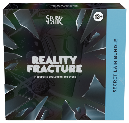Magic: The Gathering Reality Fracture Secret Lair Bundle with 6 Play Boosters, 2 Collector Boosters, 2 exclusive foil Secret Lair promo cards, 20 foil basic lands and Spindown.