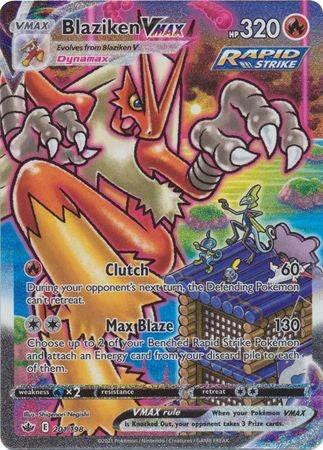 Pokémon Blaziken VMAX 201/198 Chilling Reign Full Art Secret Rare Card Near Mint Condition