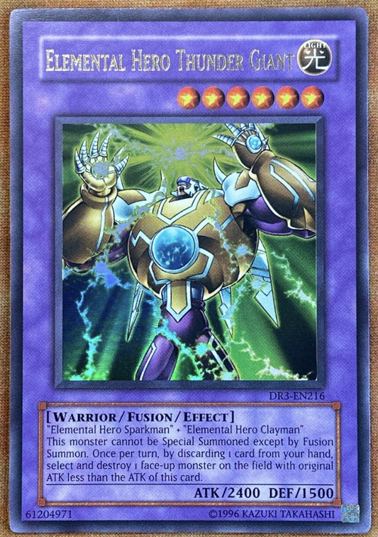 Yu-Gi-Oh Elemental Hero Thunder Giant DR3-EN216 Ultra Rare NM Card