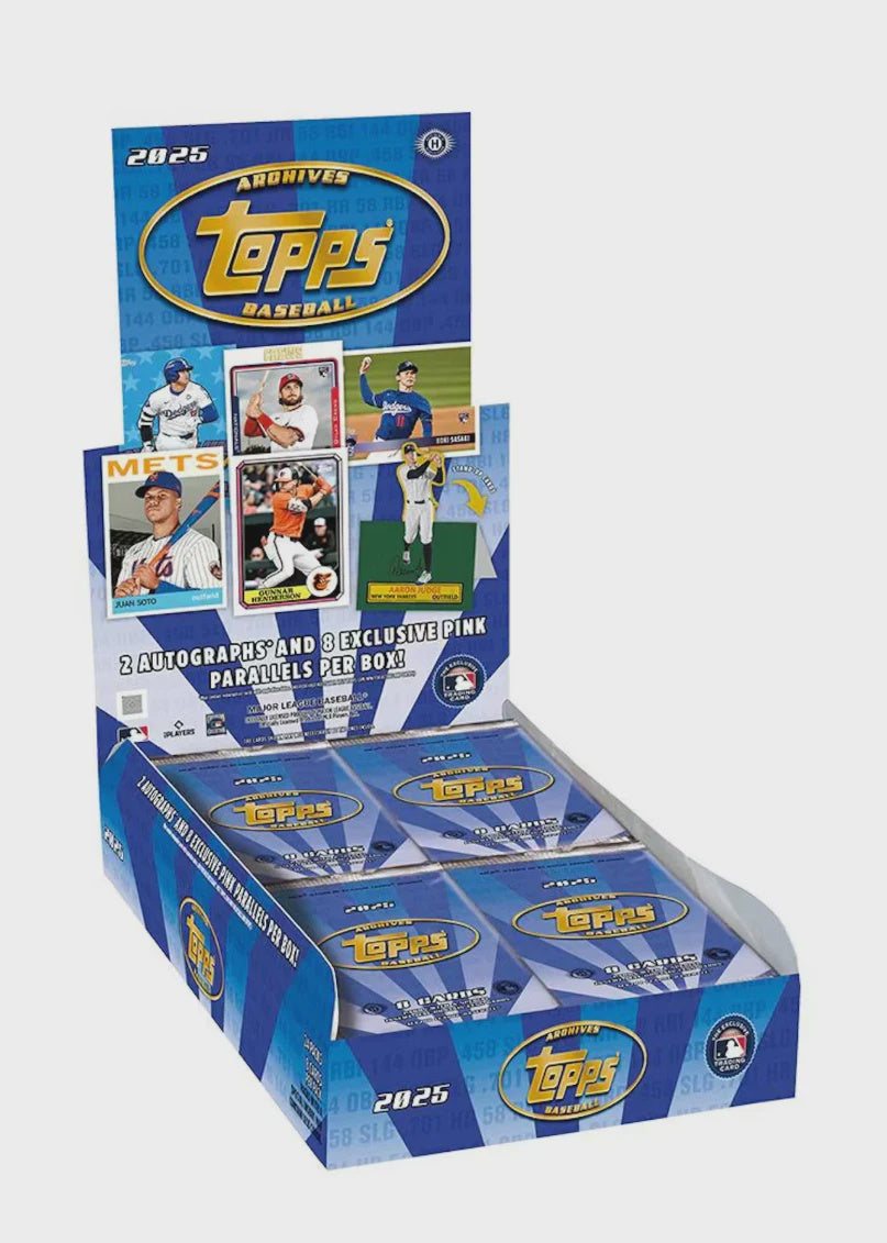 2025 Topps Archives Baseball Hobby Box sealed box with autographs, retro designs and exclusive foilboard parallels