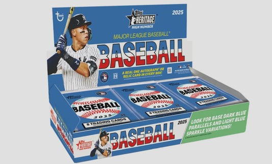 2025 Topps Heritage High Number Baseball Hobby Box sealed with autograph relics and Chrome parallels