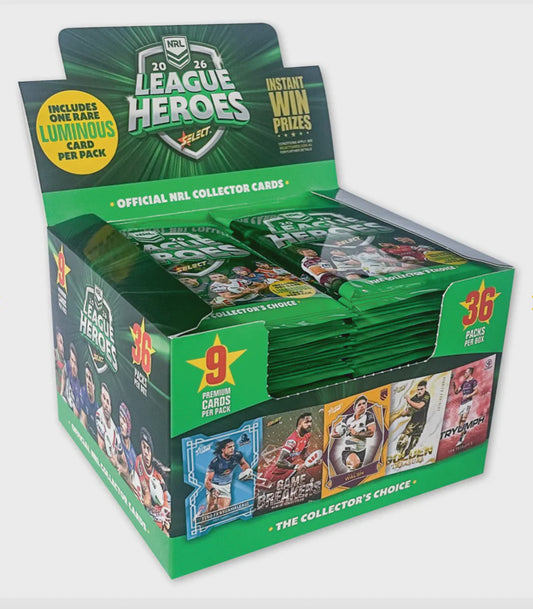 2026 Select NRL League Heroes 36 Pack Box with Luminous cards