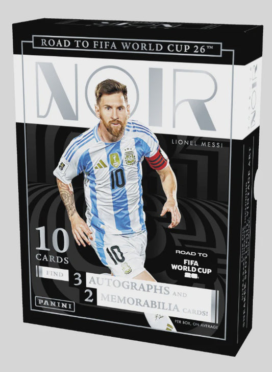 2025-26 Panini Noir Soccer Road to World Cup Hobby Box sealed cards