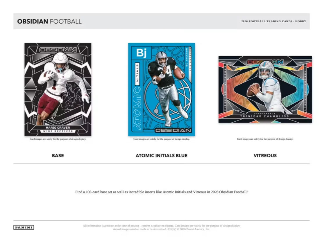 Front of PREORDER 2026 Panini Obsidian NFL Football Hobby Box –