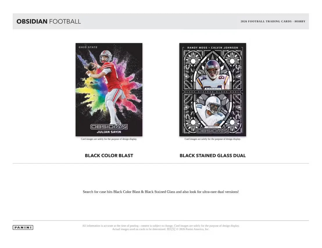 Front of PREORDER 2026 Panini Obsidian NFL Football Hobby Box –