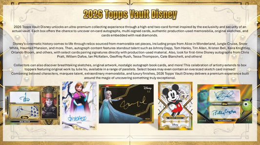 Front of 2026 Topps Vault Disney Hobby Box