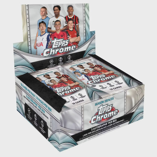 Product image of 2024-25 Topps Chrome UEFA Club Competitions Soccer Hobby Jumbo Box
