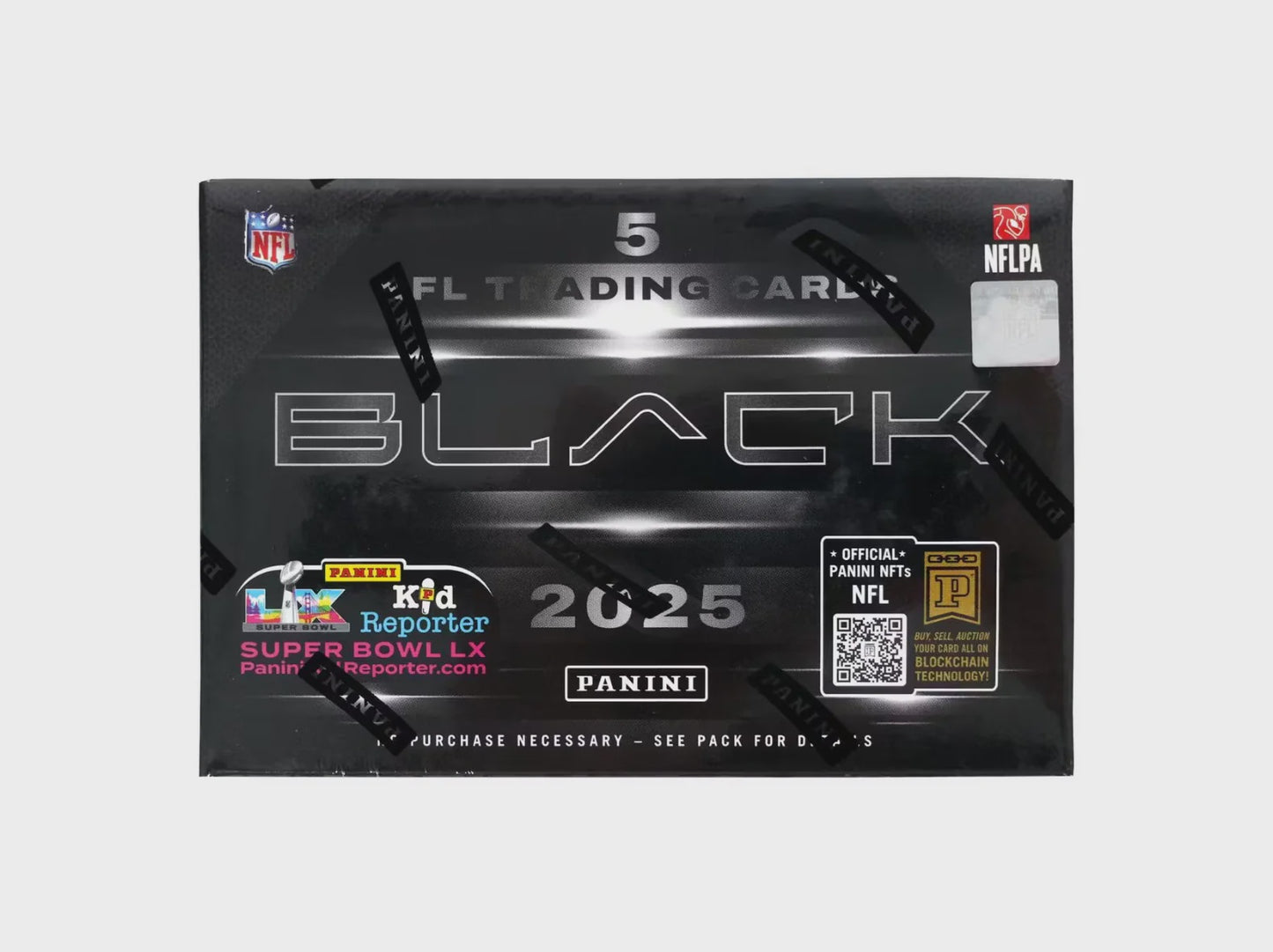 2025 Panini Black Football Hobby Box featuring premium NFL cards and Rookie Patch Autographs