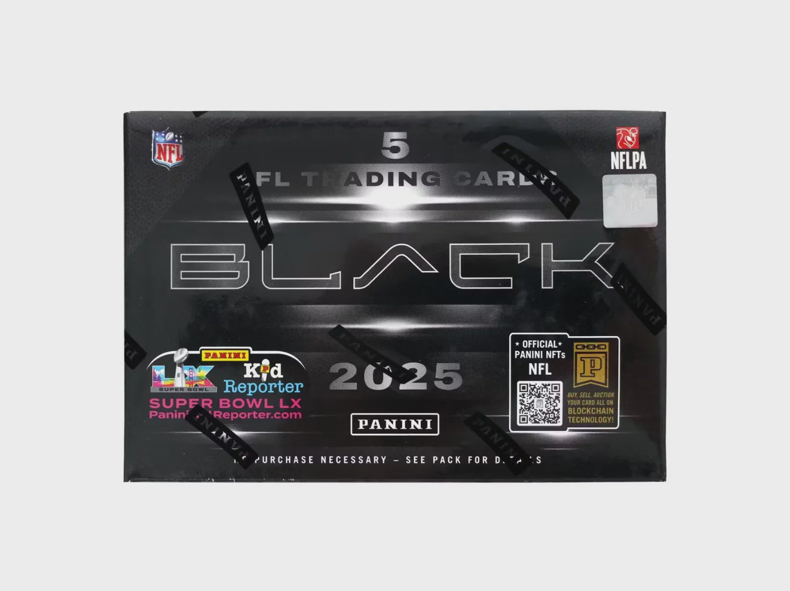 2025 Panini Black Football Hobby Box featuring premium NFL cards and Rookie Patch Autographs