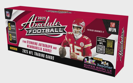 2025 Panini Absolute Football Hobby Box featuring NFL Rookie Patch Autos and Kaboom inserts