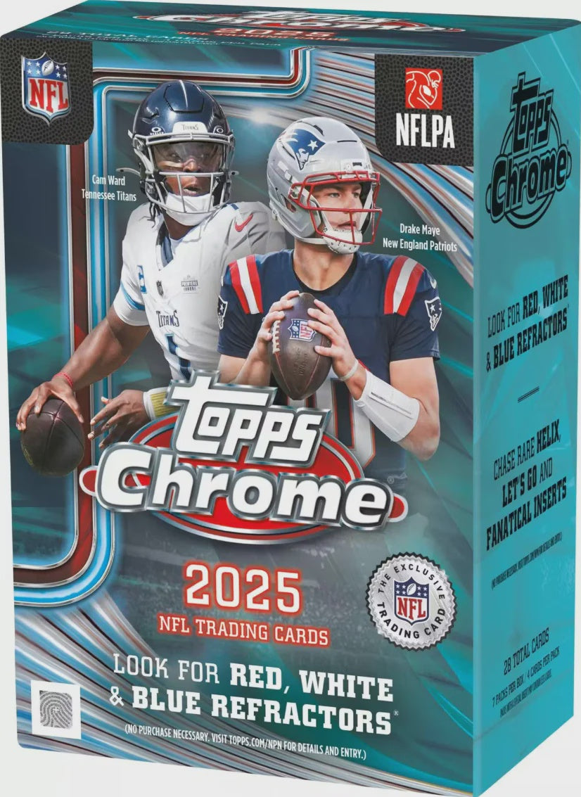 2025 Topps Chrome Football Blaster Box sealed product