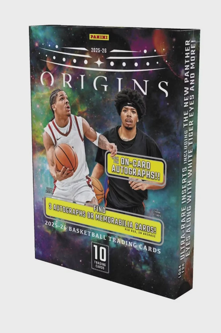 2025-26 Panini Origins Basketball Hobby Box with two autographs and one memorabilia card per box.