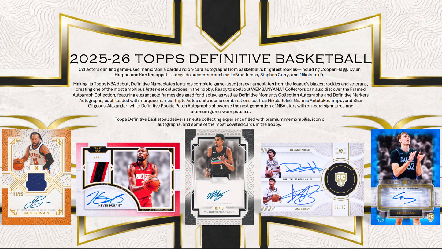 [Coming Soon] 2025-26 Topps Definitive Basketball Hobby Box