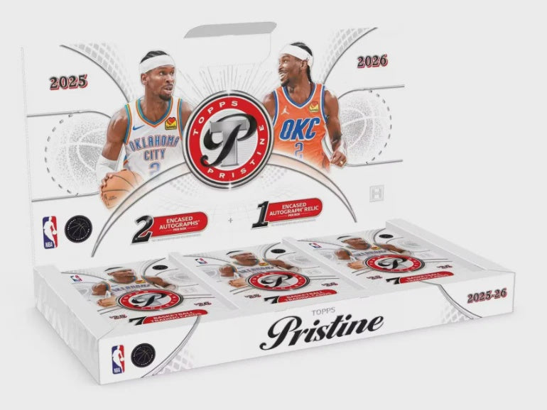 2025-26 Topps Pristine Basketball Hobby Box with three encased autograph and relic hits.