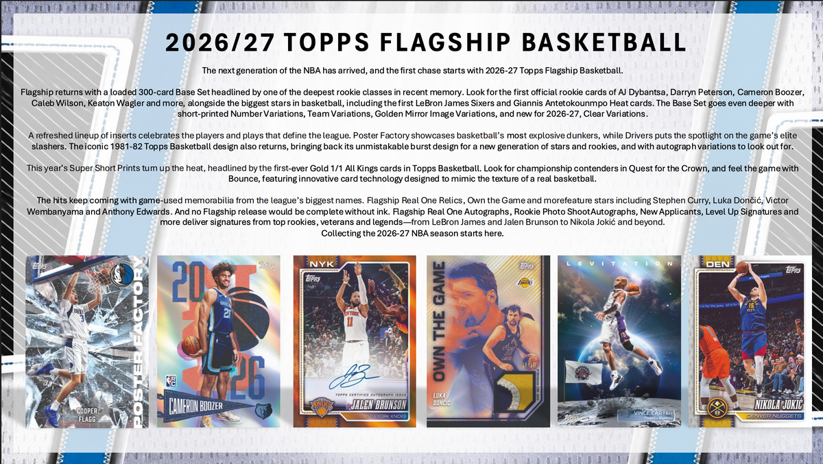 Front of PRE ORDER 2026-27 Topps Flagship Basketball Hobby Box – 20 Packs