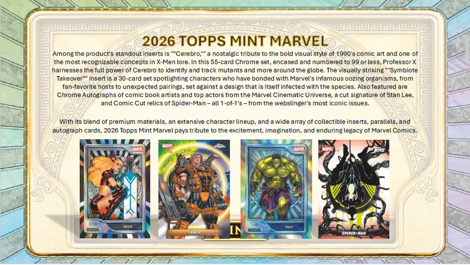 Pre-Order 2026 Topps Marvel Mint Hobby Box