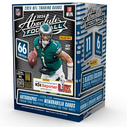 2024 Panini Absolute NFL Blaster Box – retail exclusive football cards with rookies, Kaboom inserts, and Green parallels