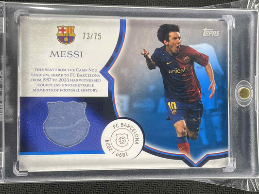 2025 Topps FC Barcelona Lionel Messi Camp Nou Seat Relic Card /75