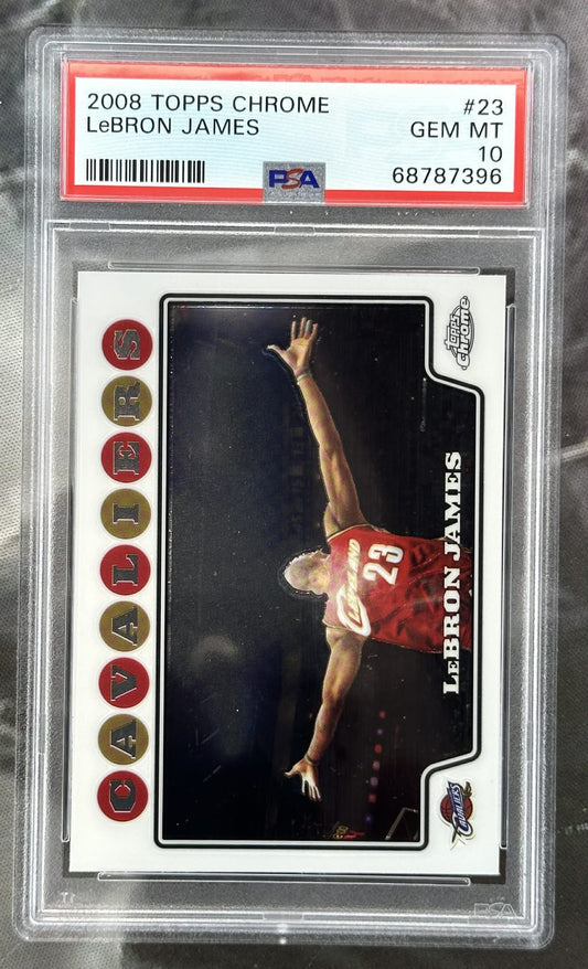 2008 Topps Chrome LeBron James #23 PSA 10 Gem Mint graded basketball card